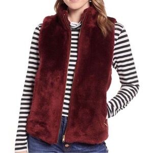 J. Crew Plush Fleece Full Zip Vest Burgundy size S